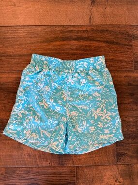 Boys 4T Swim Shorts Turquoise and White Tropical Print